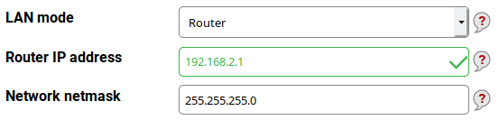 Router IP address and netmask