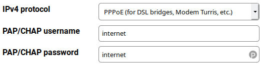 IPv4 PPPoE configuration
