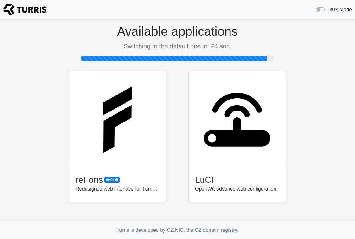 Landing page with default applications