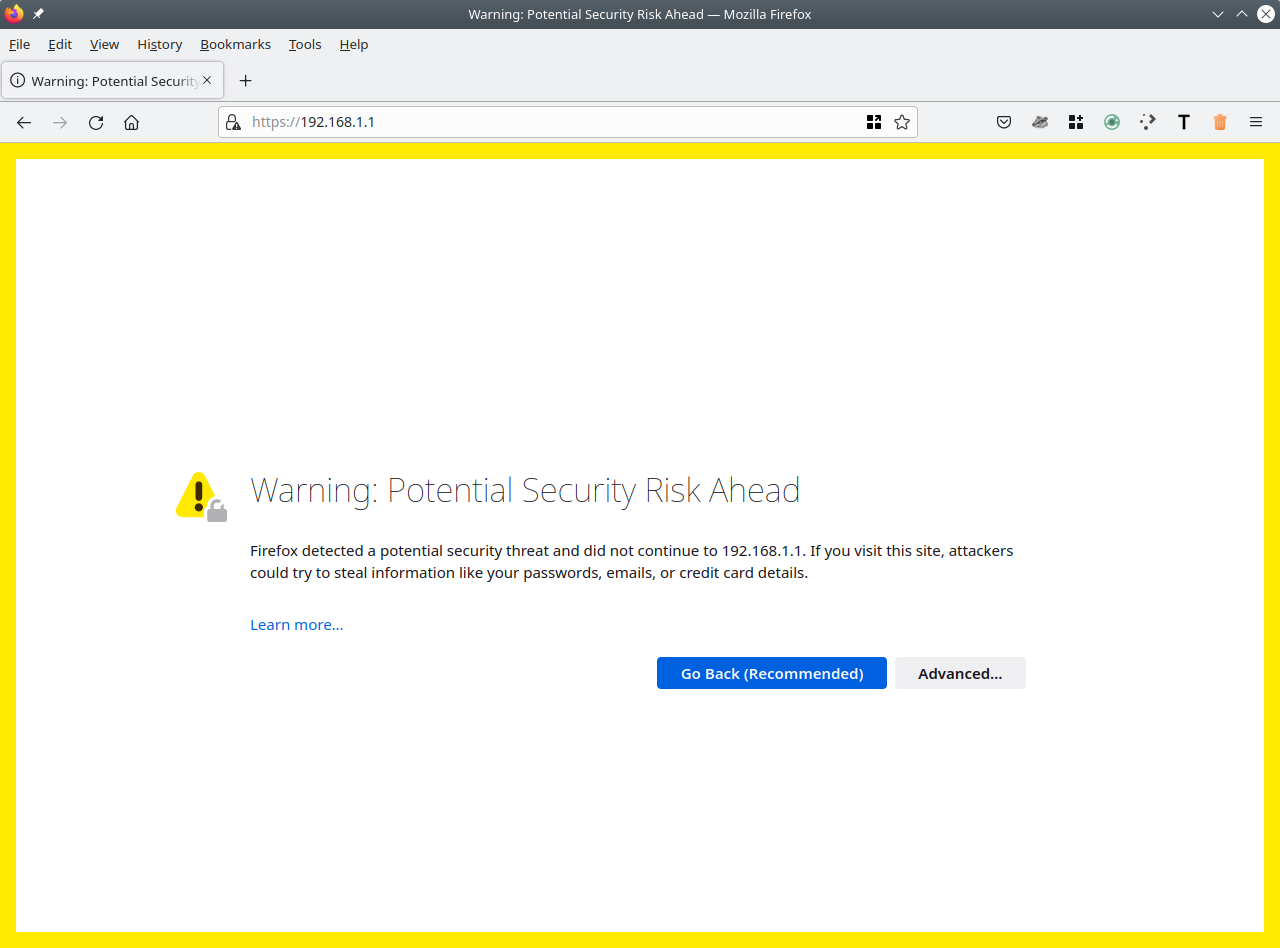 Firefox: Security warning