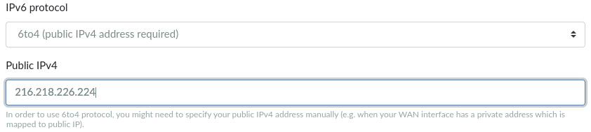 IPv6 6to4 configuration